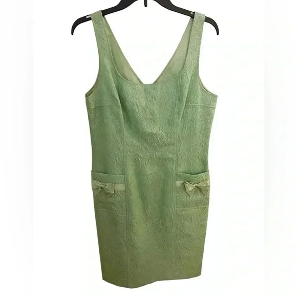 Rickie Freeman for Teri John Vintage 60s Style Green‎ Metallic Sheath Dress - Picture 1 of 7